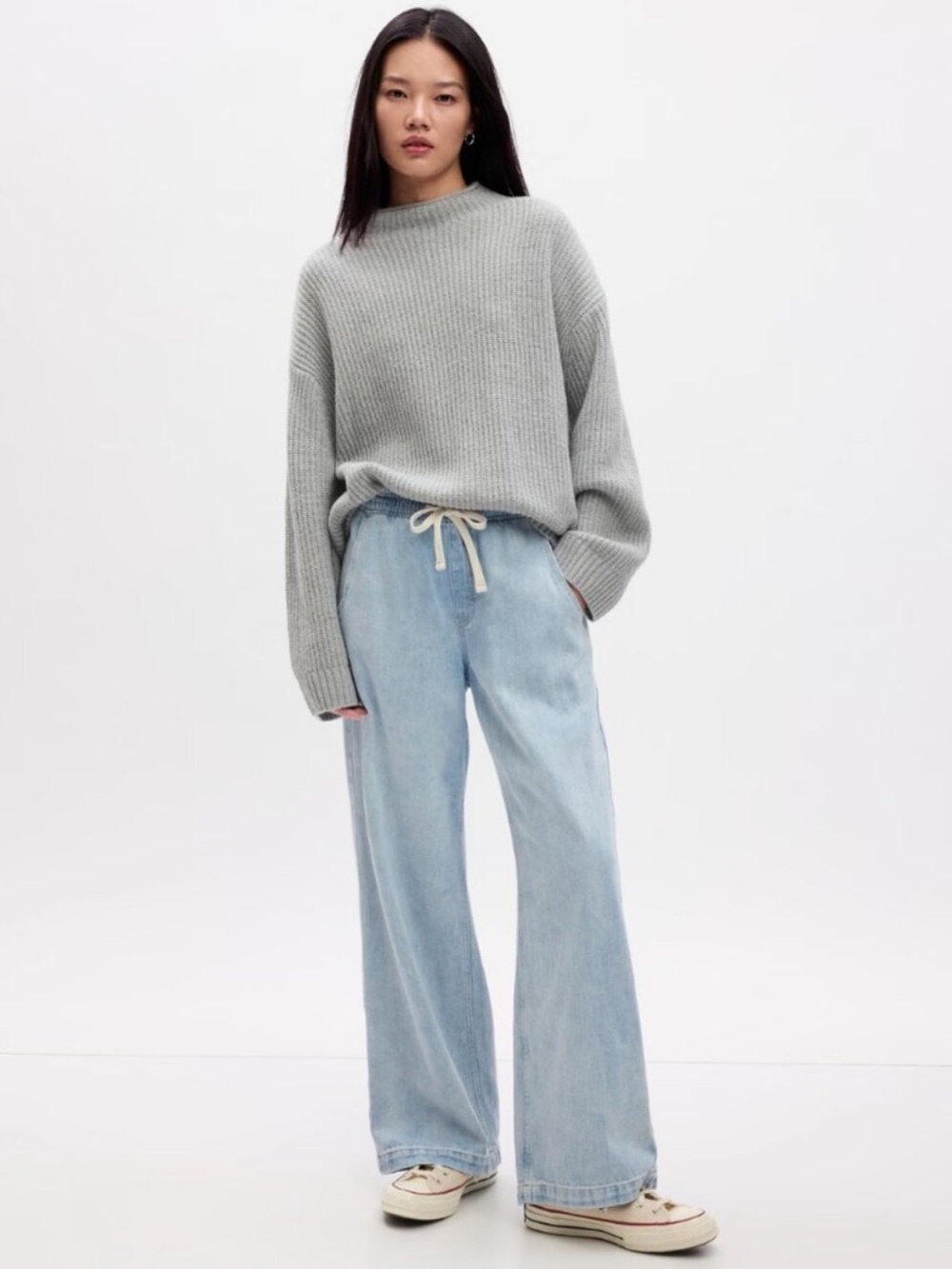 Gap High Rise Pull On Wide Leg Drawstring Jeans XS
